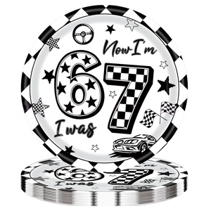 67th Race Car Checkered <b>Paper</b> Disposable Tableware Set Plates Cups Napkins <b>Tablecloth</b> Knives Forks Spoons Men Birthday Party BPA - Product Image 4