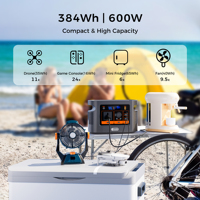 Station d'alimentation mobile intelligente LiFePO4 600W avec contrôleur MPPT, stockage d'énergie portable avec panneau solaire et recharge automobile