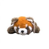 Peluche réaliste personnalisée de panda roux couché, jouet en peluche moelleux et duveteux, OEM ODM, logo et taille personnalisés, en coton PP doux