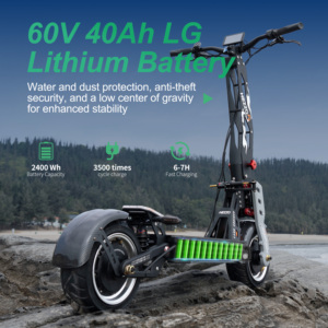 Trottinette électrique HEZZO F9 60V 40AH 8000W, trottinette électrique tout-terrain à double moteur haute vitesse, pneus de 12 pouces, longue autonomie, STOCK UE US - Product Image 4