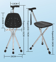 Béquille tabouret pliant portable chaise de béquille pour personnes âgées tabouret de béquille à double usage marcheur peut s'asseoir