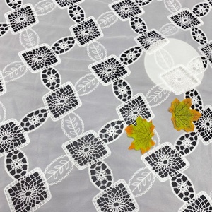 Mode lait soie pleine tache croix évidée Machine robe brodée jupe avec eau mousseline de soie dentelle accessoires - Product Image 1