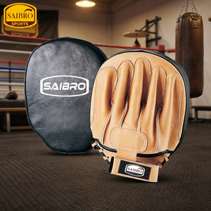Saibro Leather Boxing <b>Focus</b> Mitts With Velcro Closure For Martial Arts Training Adults 14 Years Up - Product Image 3