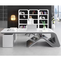 Bureau de direction nordique, design de table de bureau en bois blanc de luxe, mobilier de bureau