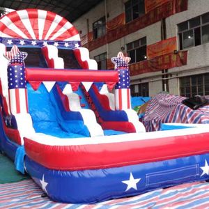定制美国平他们单车道充气水滑梯爱国美国商业爆破水滑梯独立日滑梯 - Product Image 3