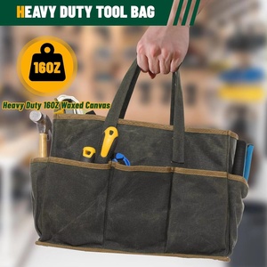Sac à outils, <span class=keywords><strong>toile</strong></span> cirée résistante de 16 oz, sac à outils de jardin |   Sac de rangement d'outils portable à 11 poches - Product Image 4