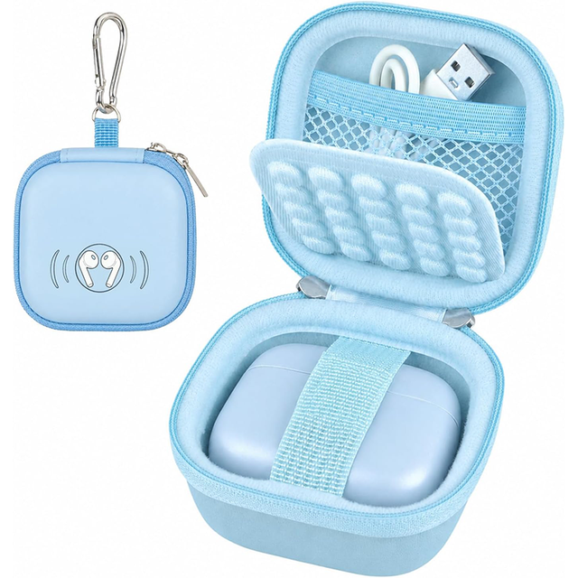 Mini Wireless Earbuds in Ear Light-Weight Headphones Case EVA Carrying Box Storage Bag with Carabiner
