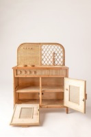 Piccola Cucina Giocattolo in Bambù e Rattan per Bambine, Set da Cucina Fatto a Mano per Bambini di 2-4 Anni