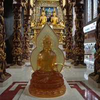 Statue de Bodhisattva Samantabhadra sacrée sculptée à la main par ArtFamily, en verre de cristal (procédé de la cire perdue), art d'autel bouddhiste, sanctuaires, Jiangsu