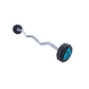 15kg 12-sided EZ Crank Gym Equipment Free Weights Fitness Weightlifting Exercise Barbell Polyurethane Fixed Barbell