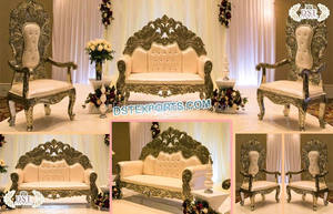 Meubles de mariage en argent argenté argenté, 4 pièces, Sofa italien blanc, avec chaises, nouveau design - Product Image 5