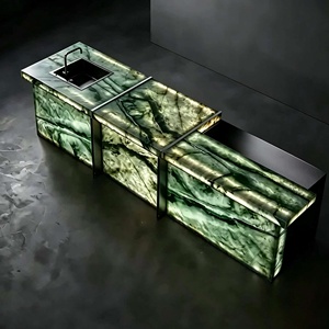 Barra de Bar de Piedra Translúcida Verde Retroiluminada, Isla de Cocina Iluminada con LED, Mesa Personalizada para Villa, Hotel, Salón Comercial, Artículo Exclusivo - Product Image 3