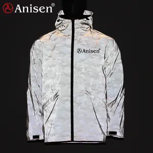 hot sale high quality plus size camo night visual safety 3m reflective outdoor waterproof jacket