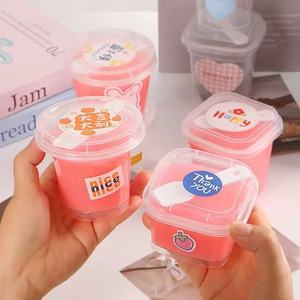 Ly nhựa PP dùng một lần có nắp và thìa đựng sữa chua, kem, thạch, bánh, hình vuông/tròn trong suốt, hộp đựng mousse/kem - Product Image 3