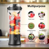 Mini-mixeur portable rechargeable USB 500 ml, 6 lames, batterie 4000 mAh, pour jus frais, smoothies et glace pilée
