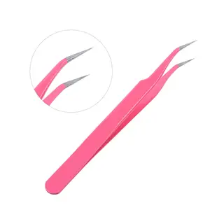 Pink Lash Tweezers Nail Enhancement Pink Curved Straight Stainless Steel Manicure Nail Art Tweezers