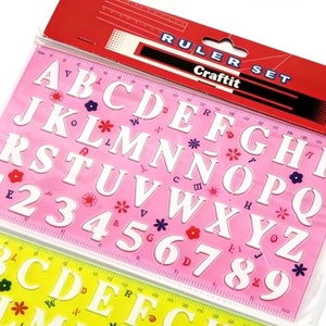 Papelería de Alta Calidad, Regla de Plástico Transparente de 22 cm y 2 Colores con Plantillas de Letras del Alfabeto, Regla de Medición para Estudiantes - Product Image 5