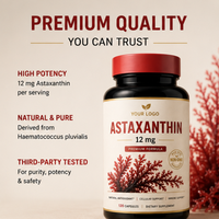 Astaxanthine Premium 12 mg en Capsules – Formule Antioxydante Naturelle Sans OGM – Favorise la Santé Cellulaire et la Fonction Immunitaire