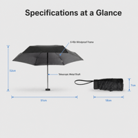 Mini parapluie pliant 200g, ultra léger, compact, parapluie de voyage, protection UV, coupe-vent, imperméable, parapluie soleil et pluie
