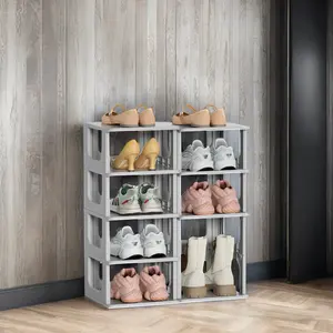 Combinazione libera in piedi verticale scarpa torre di plastica Organizer per armadio ripiani in piedi scarpe da ginnastica impilabili scarpe di stoccaggio