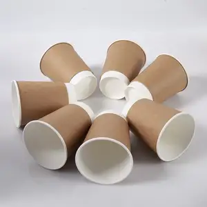 Tasses de papier de café jetables biodégradables de couche dure ronde de logo fait sur commande avec des couvercles