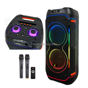 IFeiGift-1040 Enceinte de sonorisation double 10 pouces Boombox avec micro sans fil, télécommande et roues, enceinte de puissance Partybox pour l'extérieur - Product Image 1
