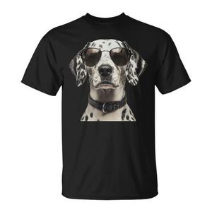 Camiseta gráfica con estampado de perro dámasceno con gafas de sol, talla unisex para adultos - Product Image 1