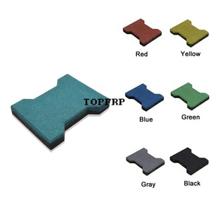 Dalles de sol en caoutchouc en forme de I de haute qualité, dalles de pavage en caoutchouc emboîtables, tapis de jeux pour enfants - Product Image 6