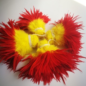 Vente en gros bon marché 2 tons couleurs 6-8 pouces Coq Selle Plume Strung Coque Plumes enfilées pour carnaval - Product Image 3