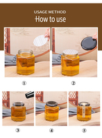 Wholesale Stock 45ml-730ml Hexagonal Glass Jar Clear Honey Storage Bottle Empty Jam Jar Screw Cap Hot Stamping
