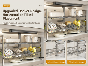 Étagère de rangement extensible moderne en acier inoxydable pour <span class=keywords><strong>armoire</strong></span> de cuisine, <span class=keywords><strong>support</strong></span> robuste et réglable pour casseroles et poêles - Product Image 3