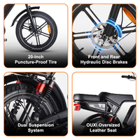 Vélo électrique hybride urbain à pneus larges, cadre en alliage d'aluminium léger, 20 pouces, 250 W, 30 Ah, 25 km/h, en stock dans l'entrepôt européen, à vendre