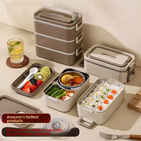 Boîte à lunch isotherme de haute qualité, compatible micro-ondes, de qualité alimentaire, en acier inoxydable, avec baguettes et cuillère
