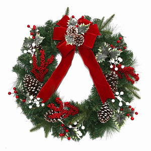 اكليلا من الزهور الصناعية المصنوعة يدويا من الزهور الاصطناعية الباب الأمامي والجدار من كلوريد البولي فينيل للحفلات وعيد الميلاد - Product Image 6