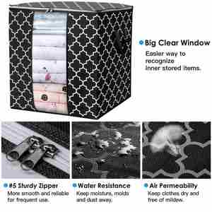 3Pcs Zippered Functional Storage Bag for Closet Bedding, Clothes, Blanket Organizers with Large Clear Window & Carry Handles - Product Image 3