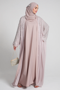 Abaya Abierta LEDUO Personalizada, Elegante, Lujosa, Glamurosa, Brillante, con Cuentas y Cristales, para Bodas - Product Image 2