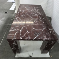 Table à manger rectangulaire en marbre Rosso Levanto, table à manger en pierre naturelle à 100%, mobilier de salle à manger
