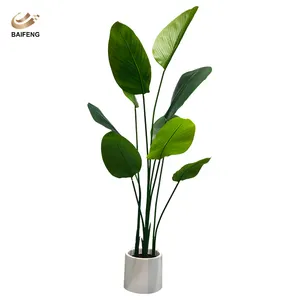 Outdoor Pot Decoration Modern Plant Plastic Realistic Large Bonsai Tree Traveller Palm Tree Artificial Plants