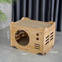 Mobilier écologique pour chats : Maisonnette en bois empilable et griffoir durable en carton ondulé pour chats d'intérieur, pour jouer et se reposer