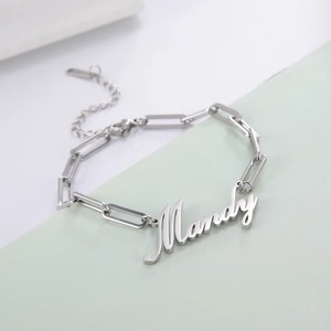 Bracelet ajustable en acier inoxydable pour femme, avec chaîne à maillons trombones et lettres personnalisées, idéal pour les fêtes – Nouveauté tendance pour le dropshipping - Product Image 5