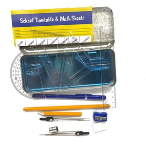 Nigerian Market Top 1 Selling 14pcs Metal Math Geometry <b>Box</b> Oxford Including 1 Ball <b>Pen</b> for Kids - Product Image 1
