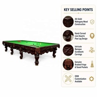 Table de billard baroque pleine grandeur 12 pieds, en acajou massif, pieds sculptés à la main en forme de tête de lion, plateau en ardoise de 50 mm, certifiée ISO 9001, OEM pour la maison
