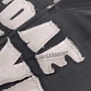 Sweat à capuche zippé pour homme, personnalisé, de haute qualité, en tissu épais 500 g/m², coupé et cousu, avec patch brodé vintage et délavage acide - Product Image 4