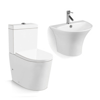 Ensemble WC et lavabo en céramique deux pièces pour salle de bain, à prix de gros, avec siphon en S ou en P, à chasse d'eau directe