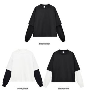 Customized Men's <b>Long</b>-<b>sleeved</b> T-<b>shirt</b> High-quality Luxurious Blank Off-the-shoulder Patchwork Two Oversized Loose T-<b>shirts</b> - Product Image 2