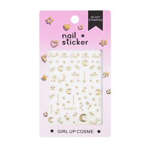 SHANLE Adesivi per Unghie 3D Mini Dorati con Stampa a Caldo, Decorazioni Regalo per Ragazze, Cosmetici alla Moda Fai da Te, Cuori, <span class=keywords><strong>Stelle</strong></span>, Luna, Diamanti, Labbra, Fiocchi, Lettere - Product Image 1