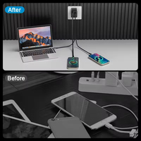 Chargeur mural rapide USB-C GaN 35W TKT avec câble intégré et port USB-A, adaptateur d'alimentation pour téléphone portable et ordinateur portable, certifié CE RoHS, chargeur en vrac