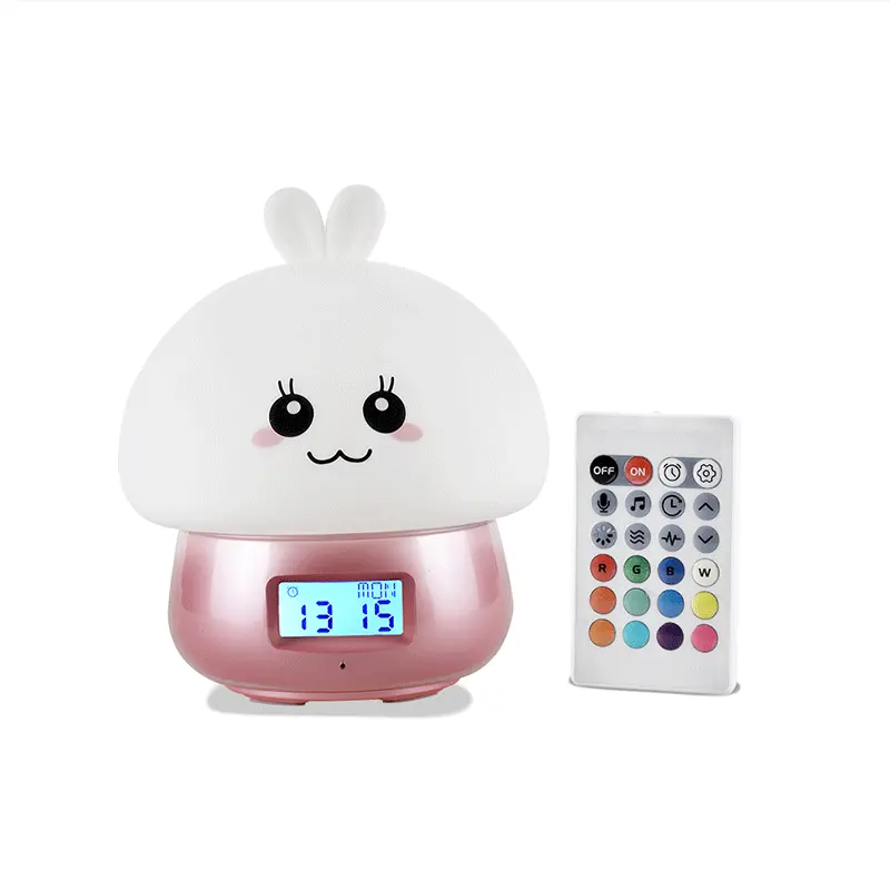 Rechargeable Kids Portable Led Night Light Cute Silicone Animal Lights For Kids With Clock Alarm