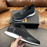 Chaussures de sport de luxe pour hommes, noires, en maille, à enfiler, respirantes, tricotées, légères, avec semelle amortie, pour la marche décontractée et l'athlétisme
