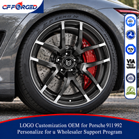 Jantes de voiture en alliage forgé monobloc concave à 5 branches usinées noires personnalisées de qualité supérieure 5x130 911 992 991